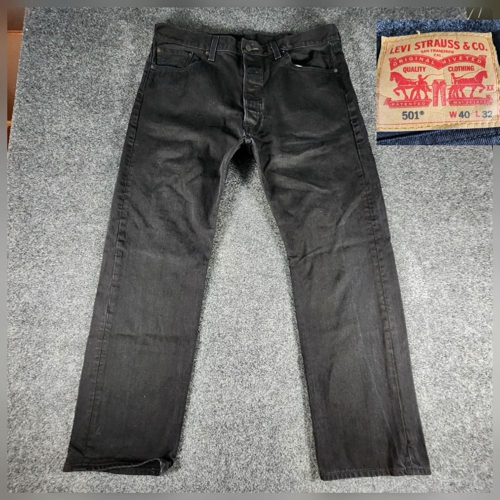 Levis 501 XX Jeans Black Mens 40x32 Fit (39x29)‎ Straight Leg Button Fly EUC